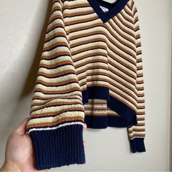 Madewell Arden Striped V Neck Pullover Sweater XL - Picture 4 of 9
